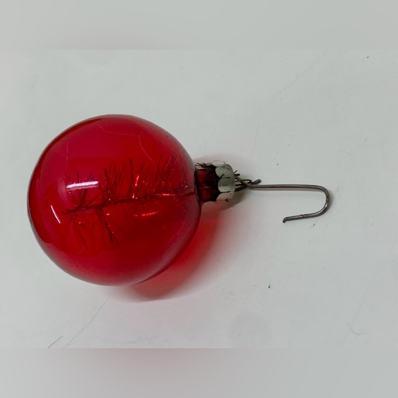 Antique Shiny Brite USA Tinsel Filled Transparent Glass Xmas Tree Ornament - Picture 5 of 6